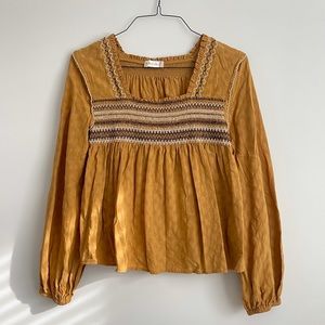 altar'd state Jillian Prairie Top Waffle Knit Square  Neck Blouse Size L